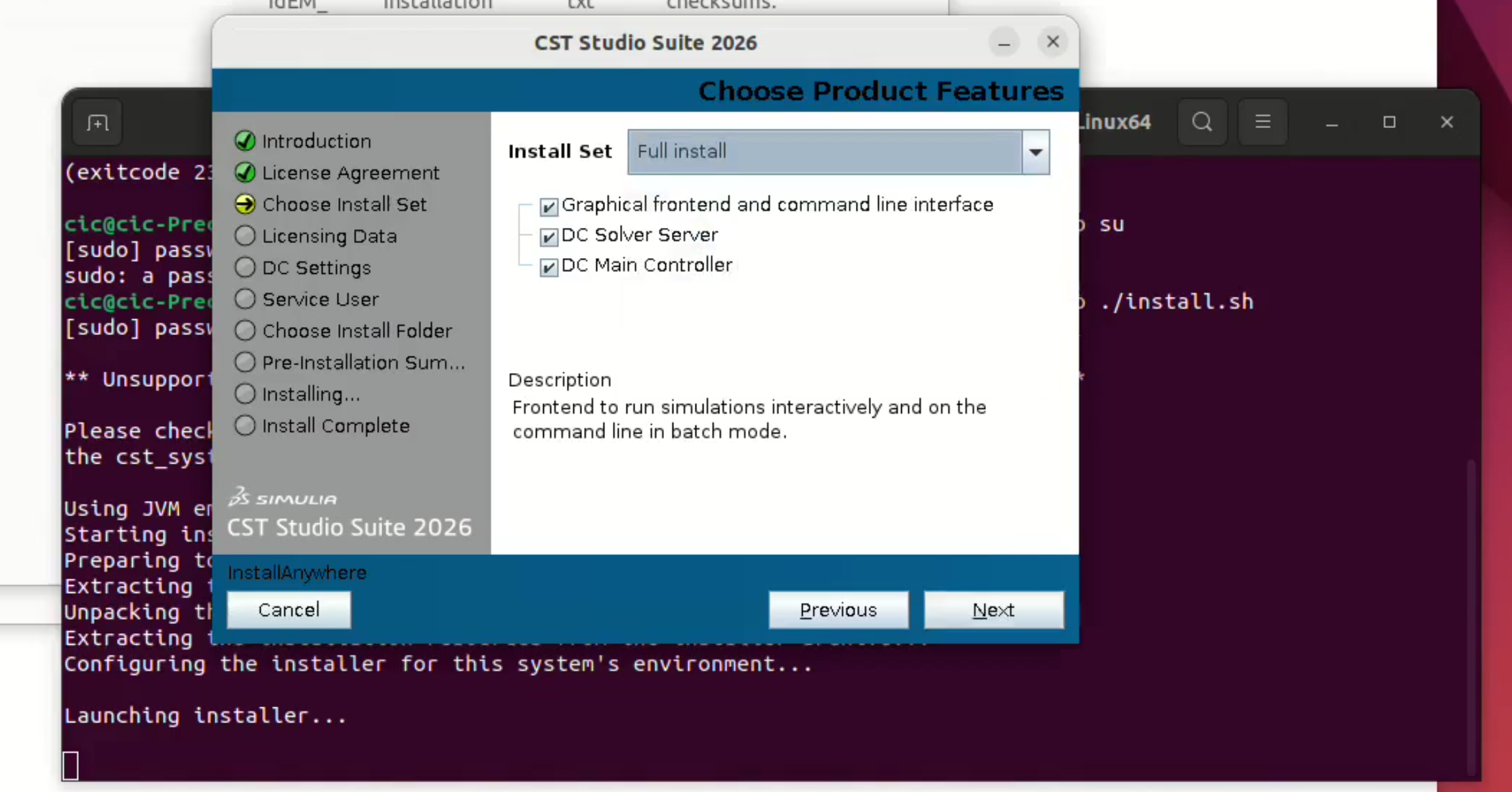 Choose product features full install
