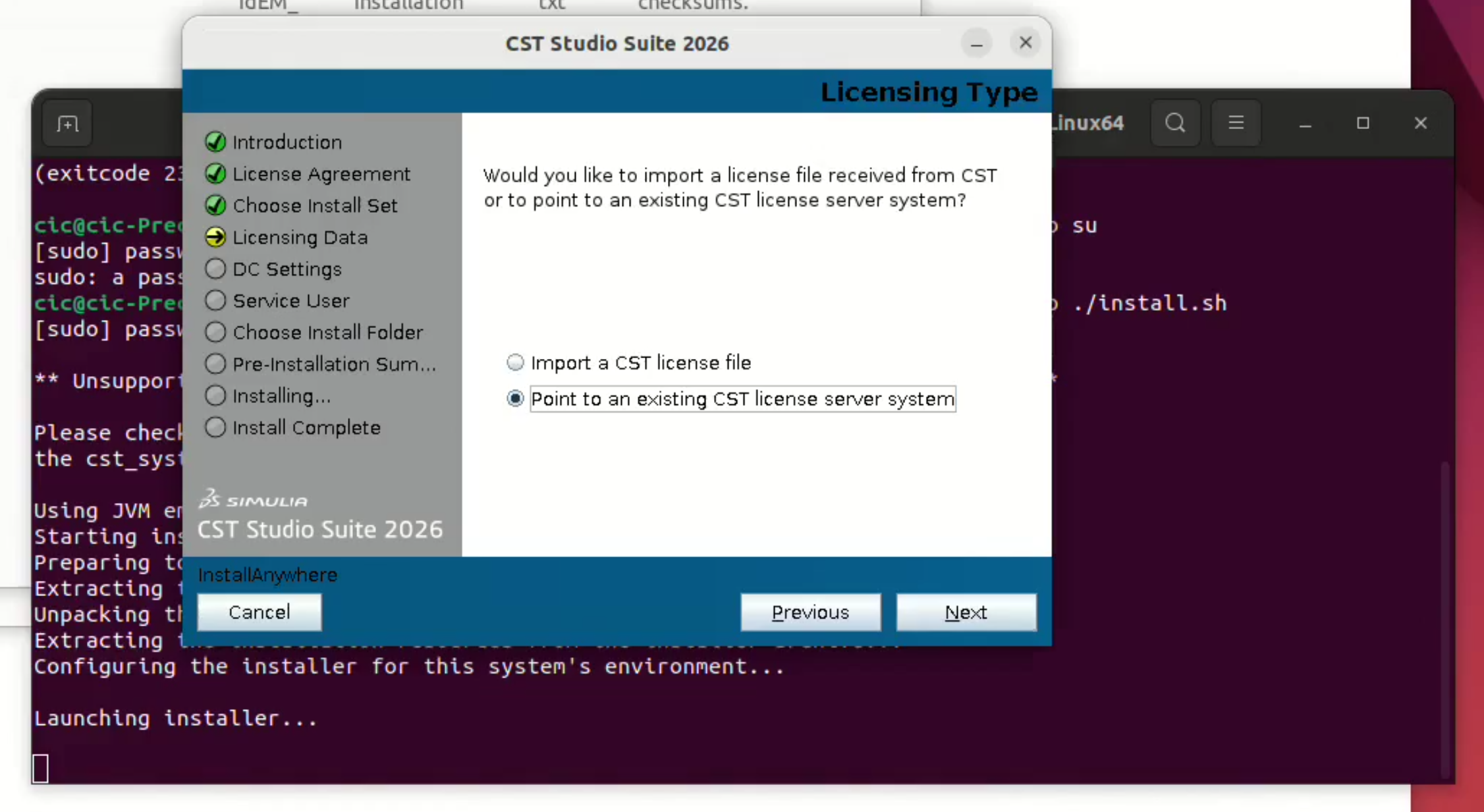 Point to existing CST license server