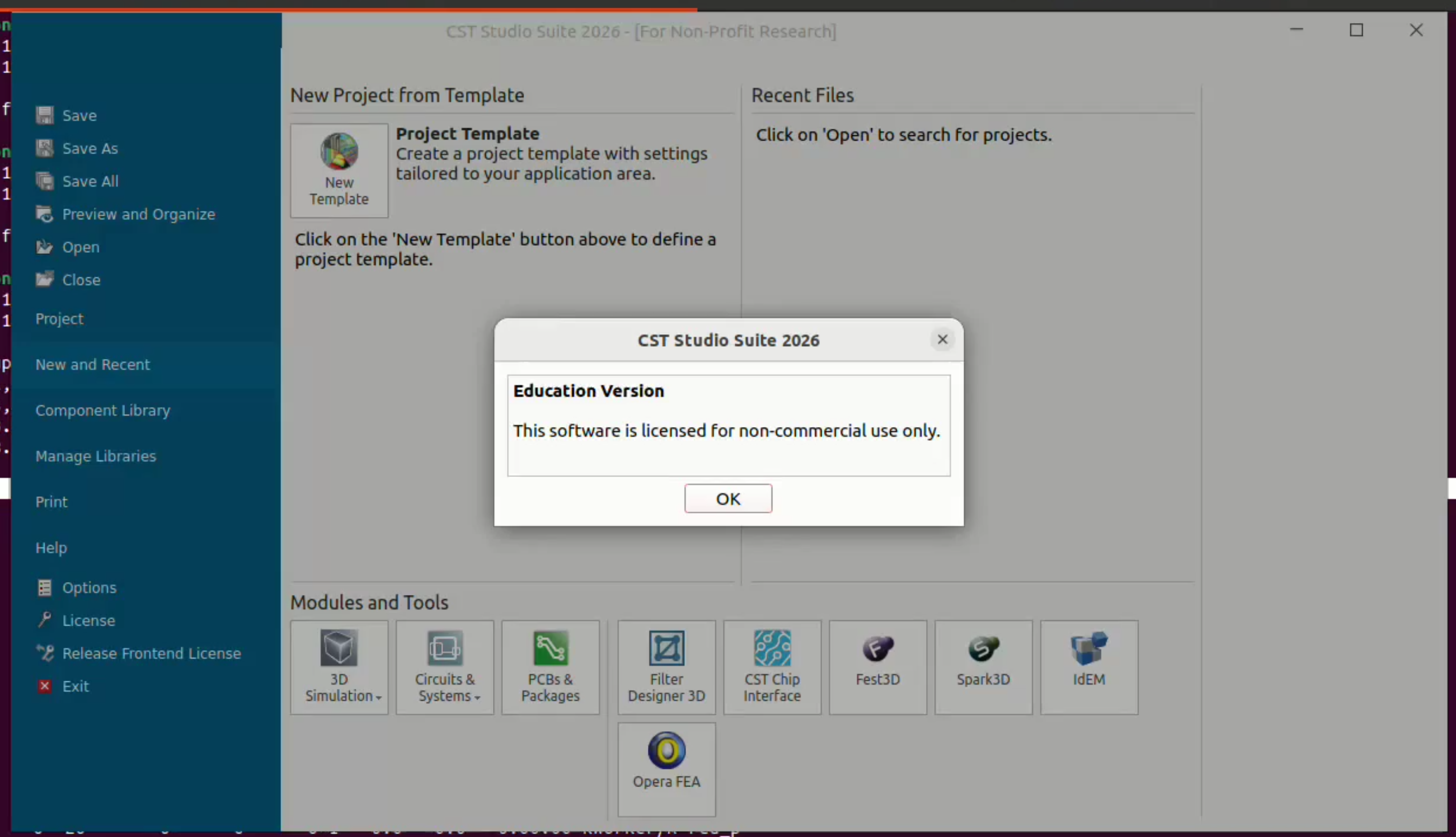 CST education version dialog